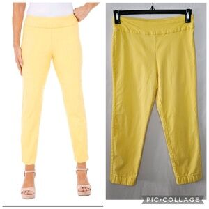 Women Krazy Larry Ankle Pant Pull On Stretch Butter Yellow Spring Easter Size 6